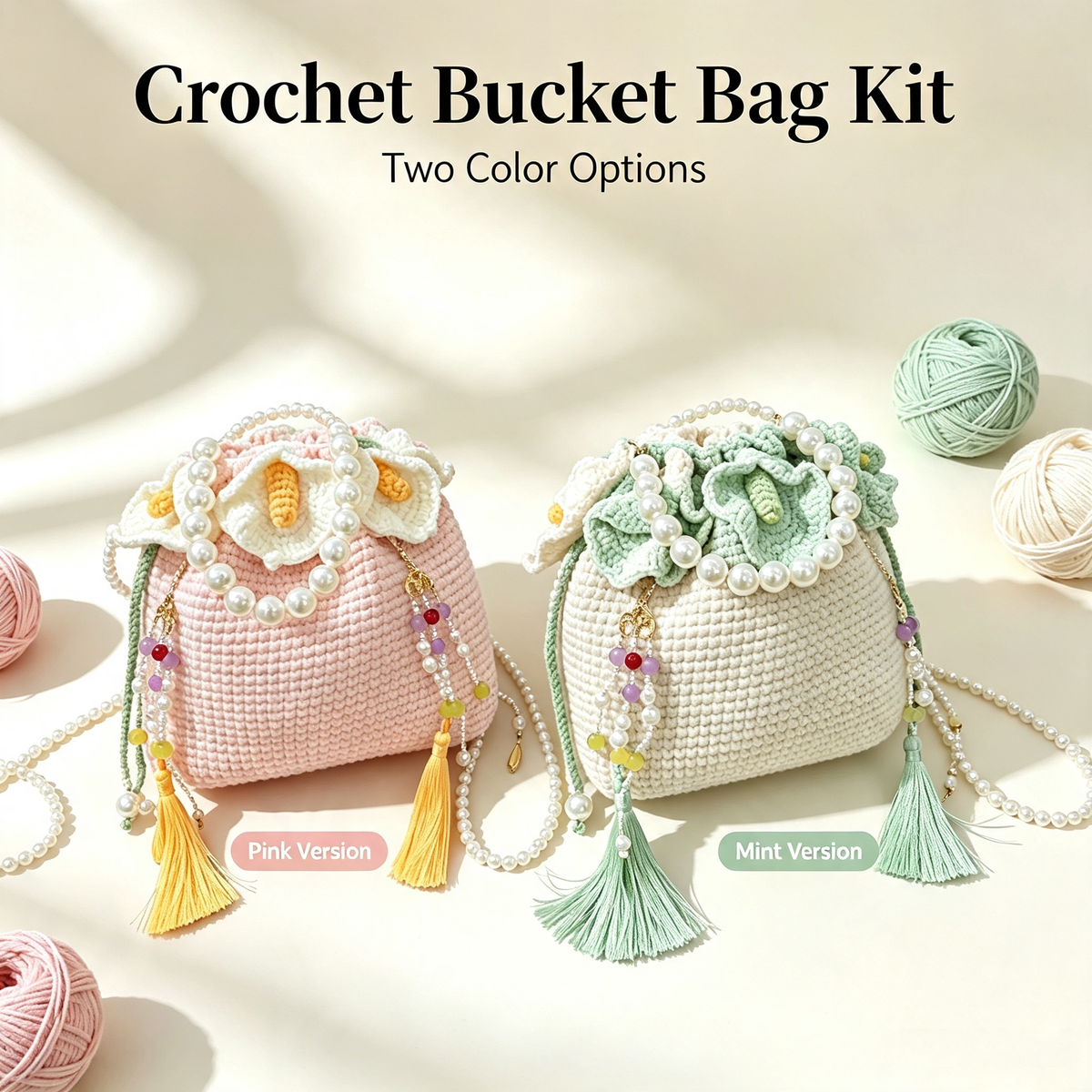 Calla Lily Drawstring Bag DIY Kit – Handmade Crochet Bag Making Kit for Beginners - MyStitchBag