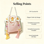 Calla Lily Drawstring Bag DIY Kit – Handmade Crochet Bag Making Kit for Beginners - MyStitchBag
