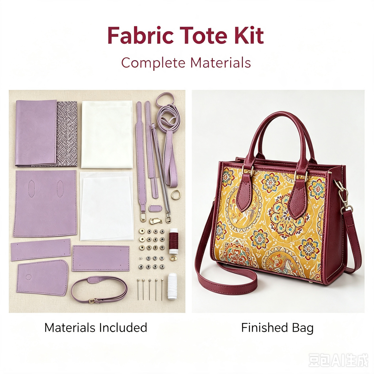 Vintage Tote Bag DIY Kit – Make Your Own Handmade Shoulder Bag | Complete Craft Kit for Beginners - MyStitchBag