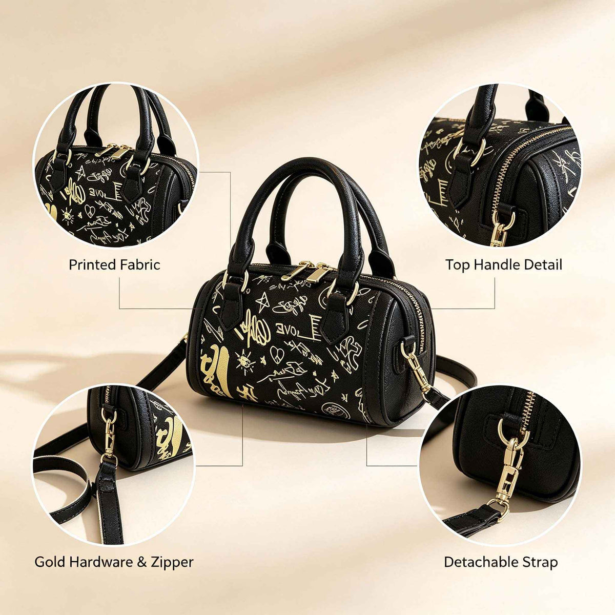 DIY Graffiti Print Mini Boston Bag Kit | Handmade Crossbody Material Pack