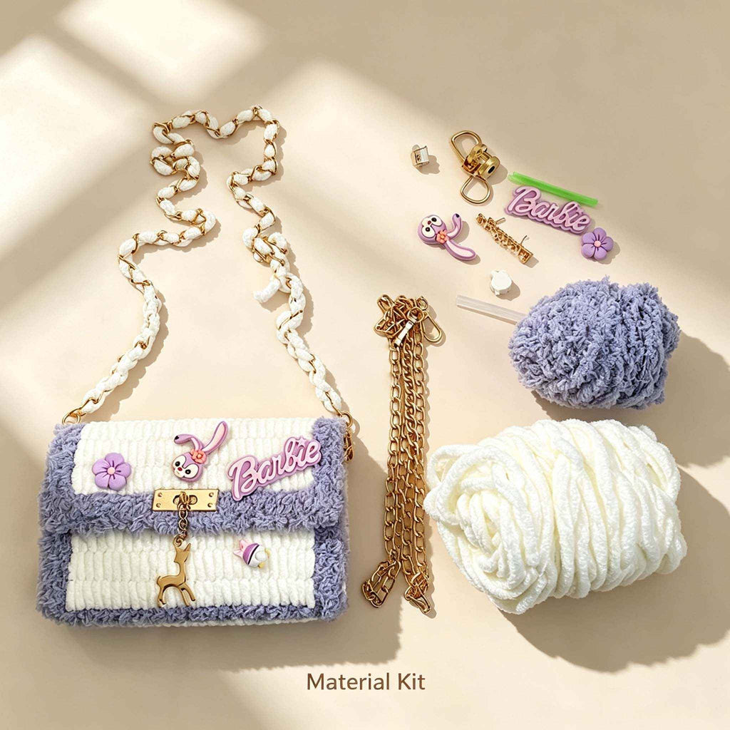 DIY Cute Fluffy Cartoon Flap Crossbody Bag Kit | Handmade Bag Material Pack