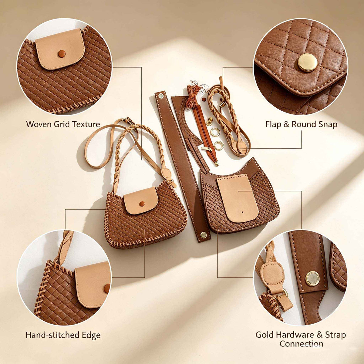 DIY Woven Saddle Crossbody Bag Kit | Handmade Shoulder Bag Material Pack