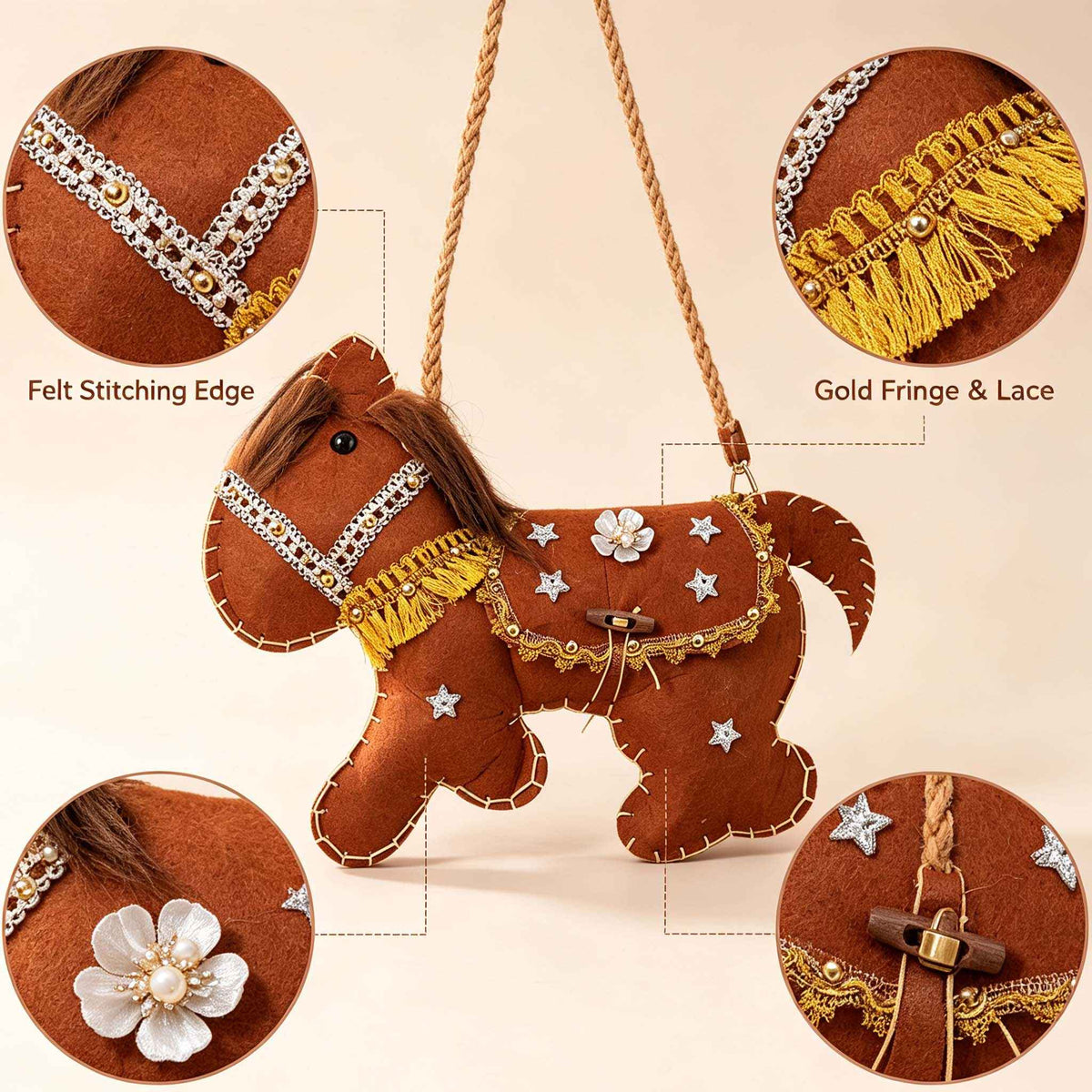DIY Cute Cartoon Horse Crossbody Bag Kit | Handmade Bag Material Pack