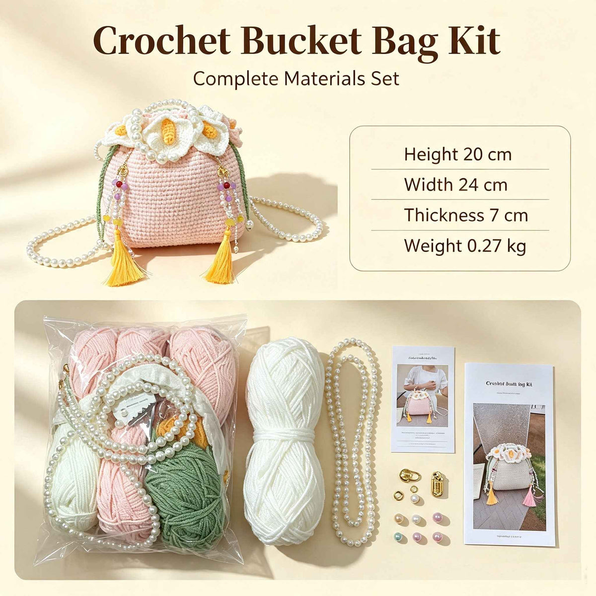 Calla Lily Drawstring Bag DIY Kit – Handmade Crochet Bag Making Kit for Beginners - MyStitchBag