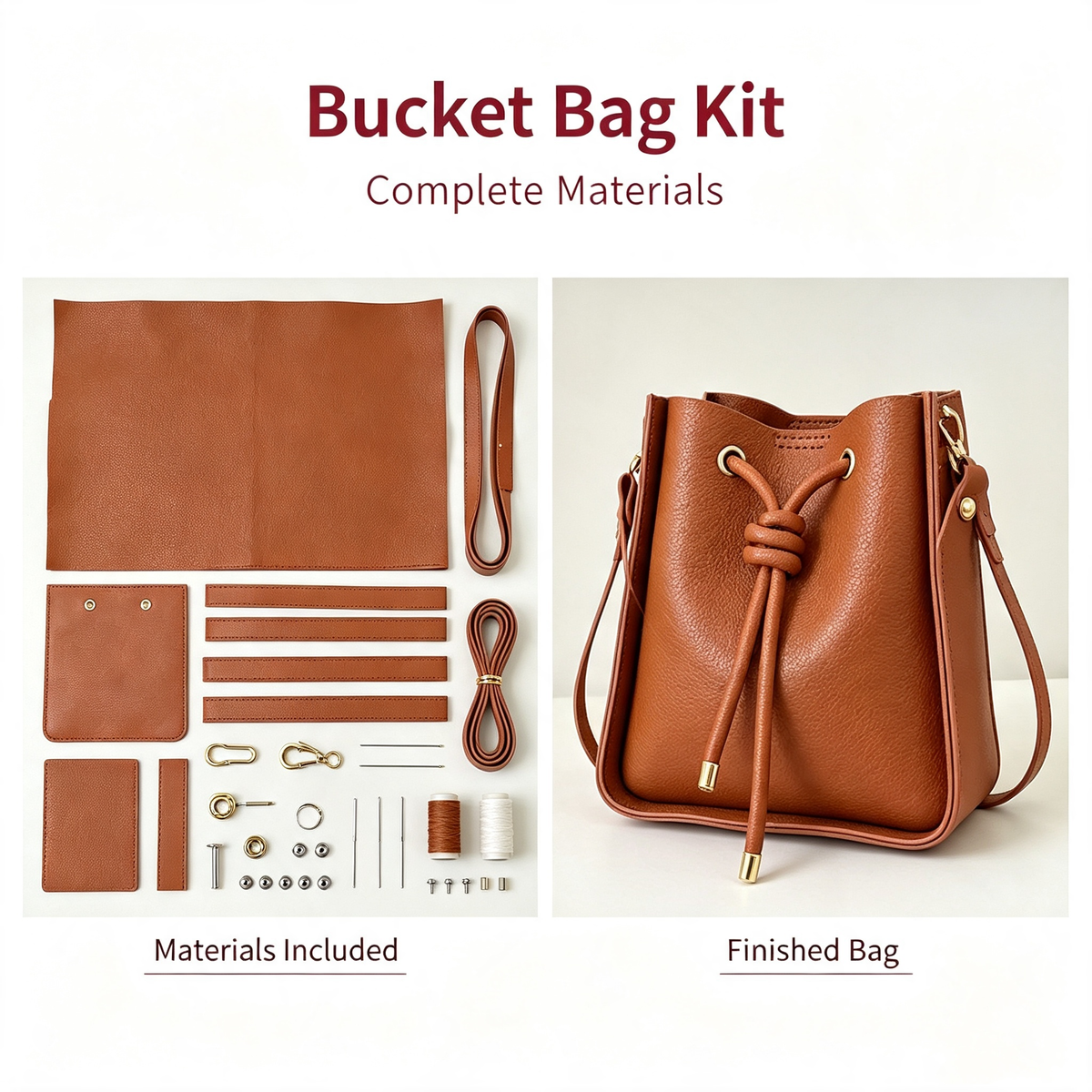 Drawstring Bucket Bag DIY Kit – Handmade Shoulder Bag Making Kit with Step-by-Step Tutorial - MyStitchBag