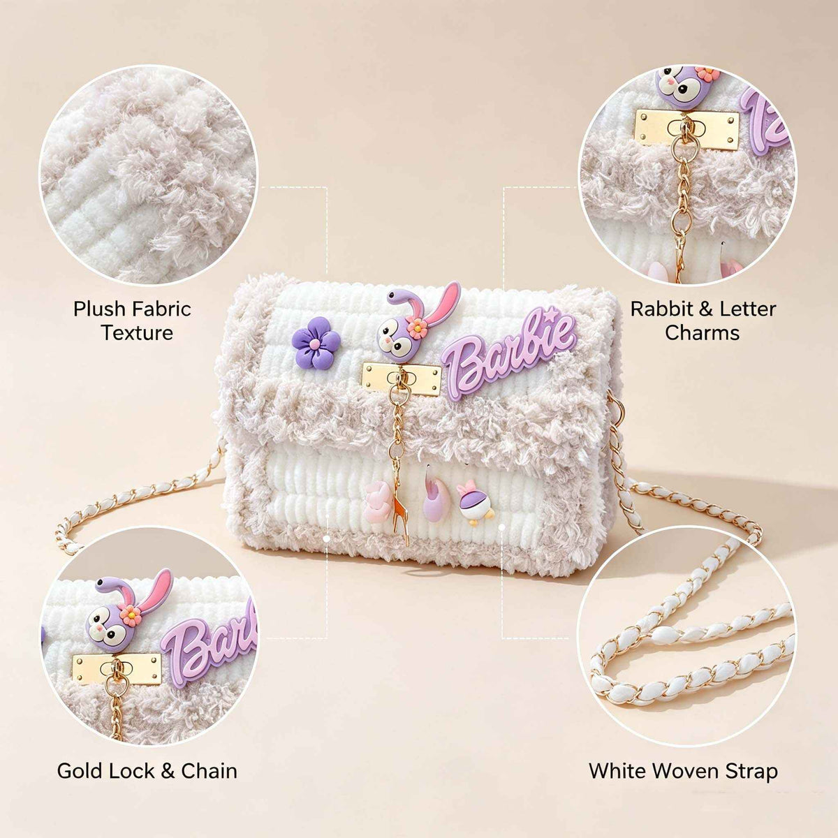 DIY Cute Fluffy Cartoon Flap Crossbody Bag Kit | Handmade Bag Material Pack