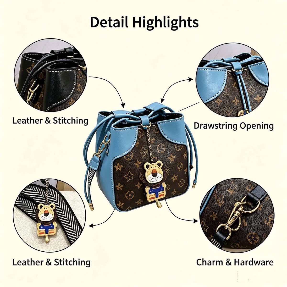 DIY Bucket Bag Making Kit | Handmade Crossbody Bag with Bear Pendant - MyStitchBag