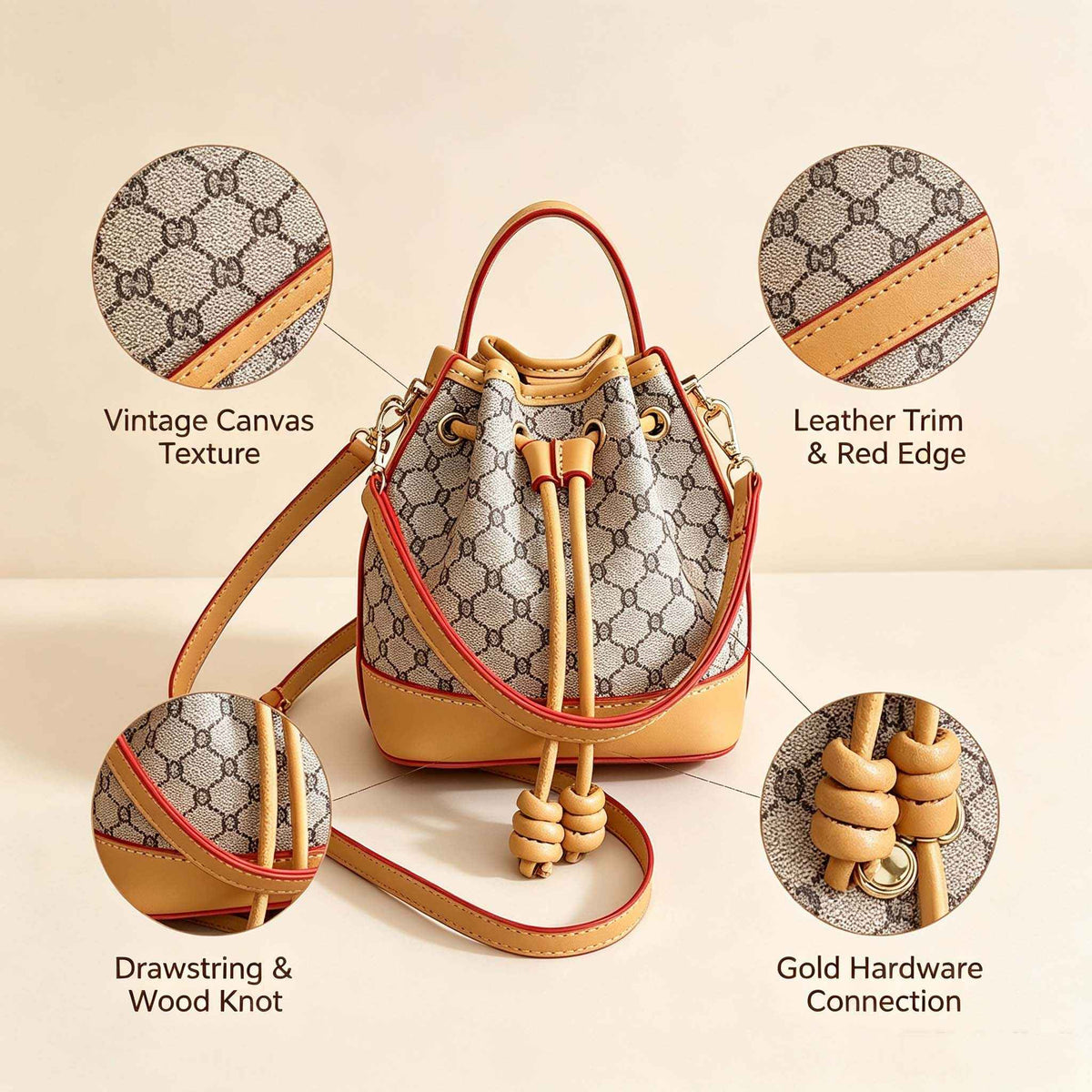 DIY Vintage Print Bucket Bag Kit | Handmade Crossbody Material Pack