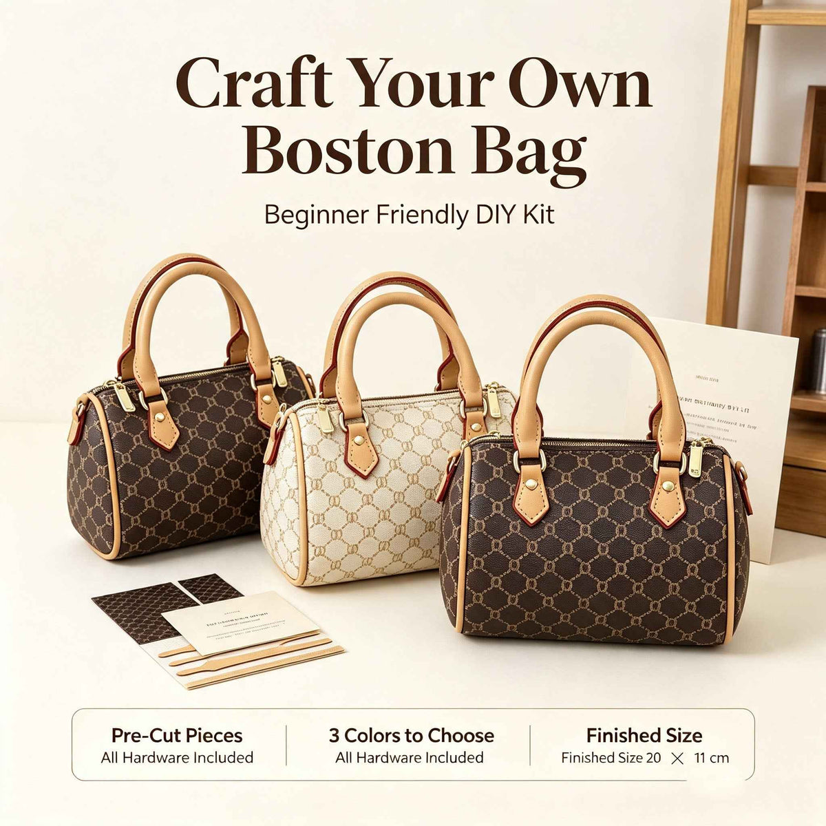 Boston Pillow Bag DIY Craft Kit for Women, Hand‑Woven Material Kit, Shoulder & Crossbody Handbag, Homemade Gift - MyStitchBag
