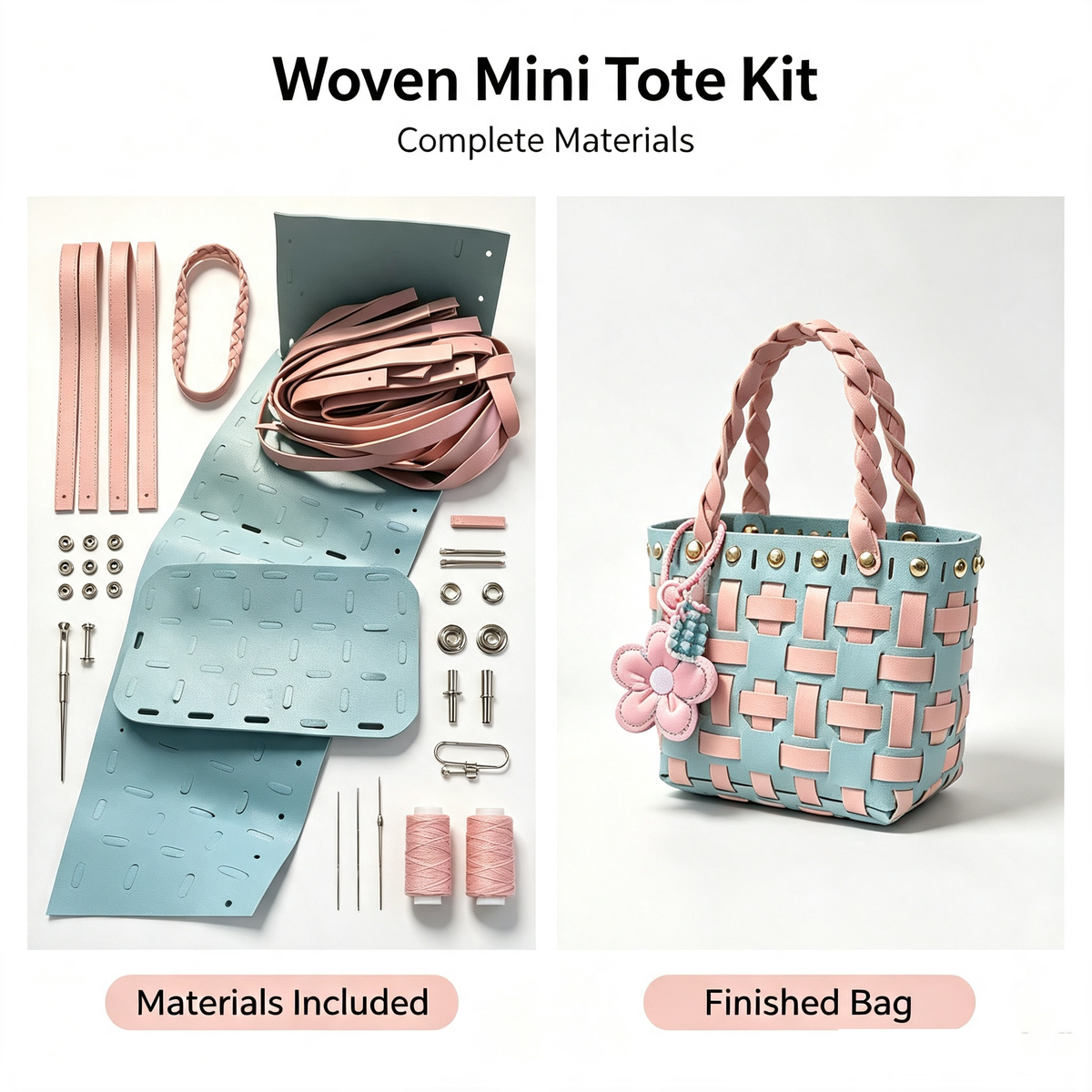 Plaid Basket Bag DIY Kit – Make Your Own Handmade Woven Shoulder Bag | Beginner Craft Kit - MyStitchBag