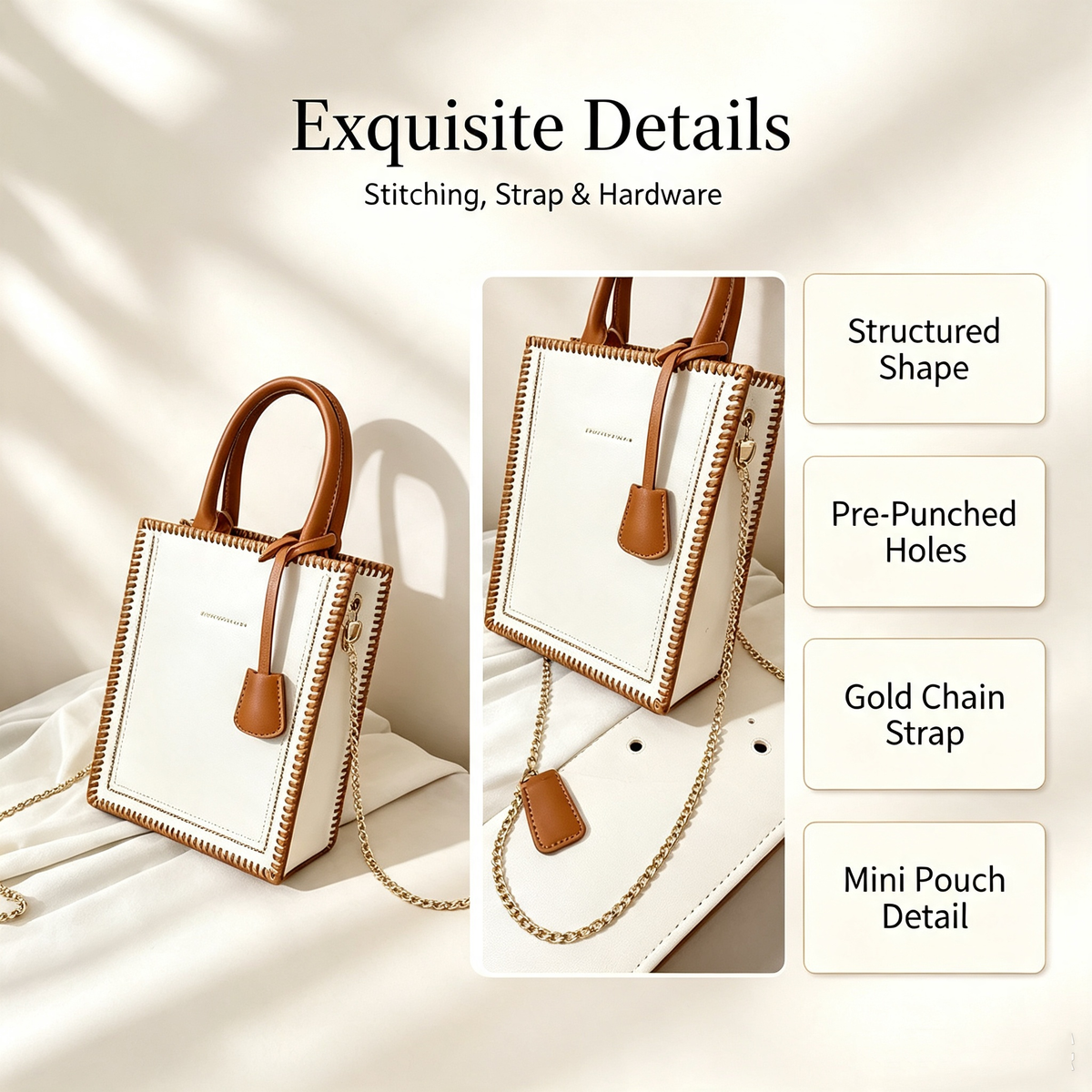 Trendy Small Square Bag DIY Craft Kit, Simple Hand‑Sew Shoulder & Crossbody Handbag for Women - MyStitchBag