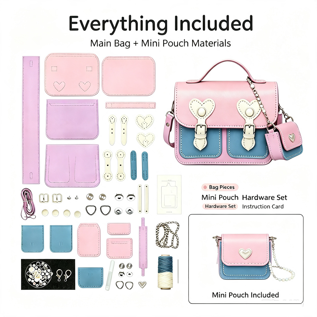 Heart-Shaped Crossbody Bag DIY Kit – Create Your Own Handmade Mini Shoulder Bag | Beginner Sewing Kit - MyStitchBag