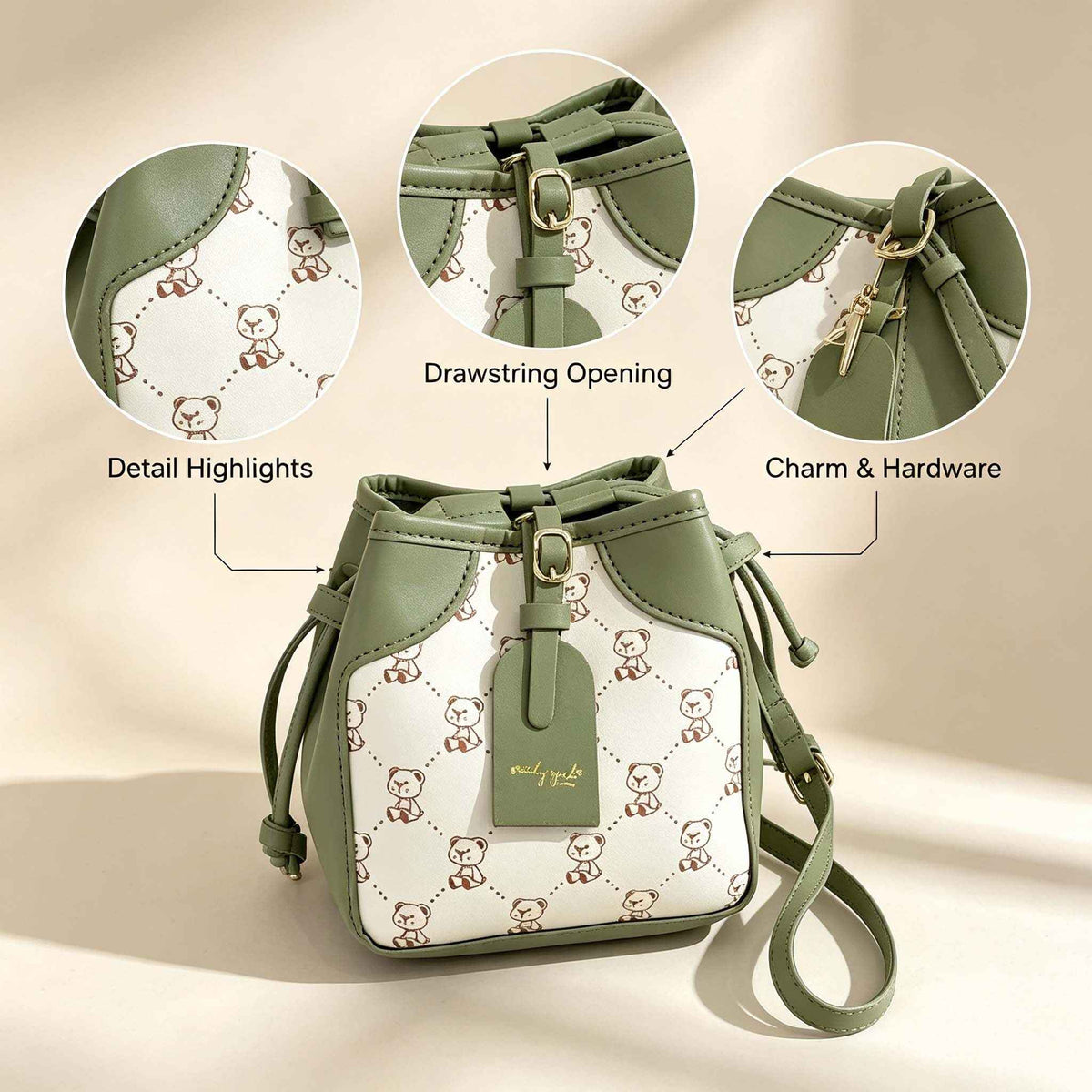 DIY Bear Print Bucket Bag Kit | Handmade Crossbody Bag Material Pack
