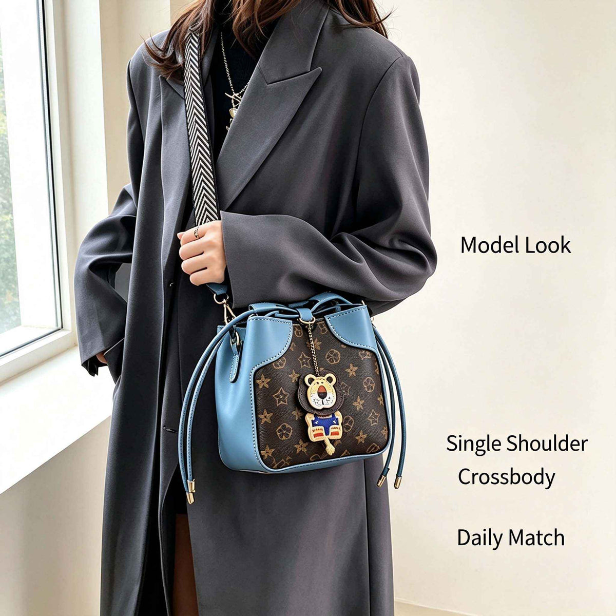 DIY Bucket Bag Making Kit | Handmade Crossbody Bag with Bear Pendant - MyStitchBag