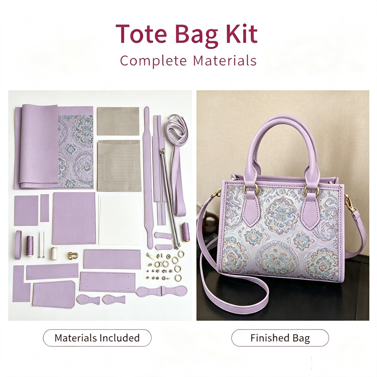 Traditional Pattern Tote Bag DIY Kit – Handmade Shoulder Bag Craft Kit - MyStitchBag