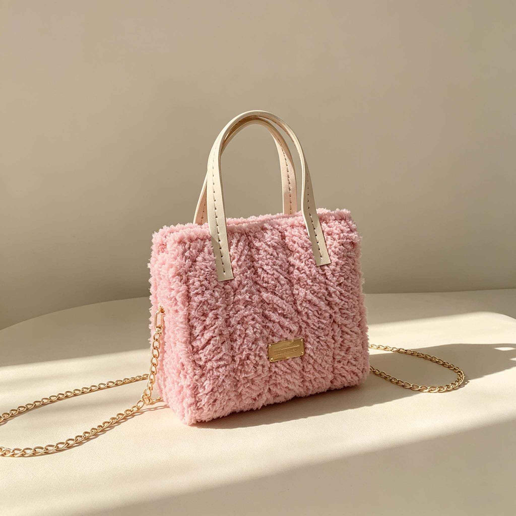 DIY Pink Fluffy Mini Tote Bag Kit | Handmade Crossbody Material Pack