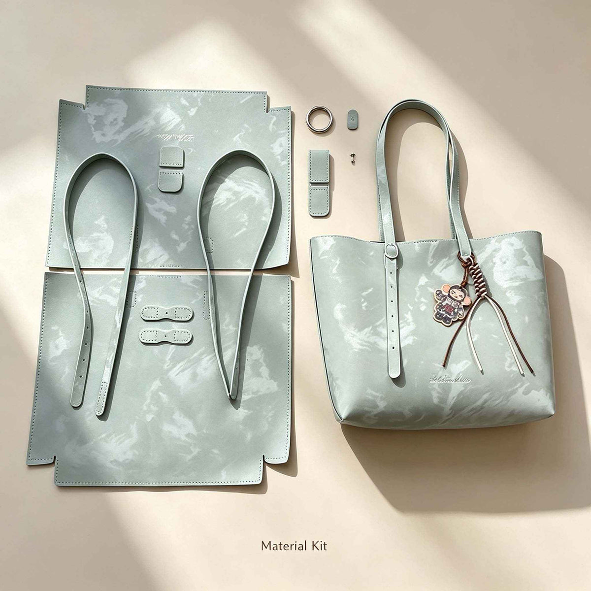 DIY Pink Marble Texture Tote Bag Kit | Handmade Shoulder Bag Material Pack