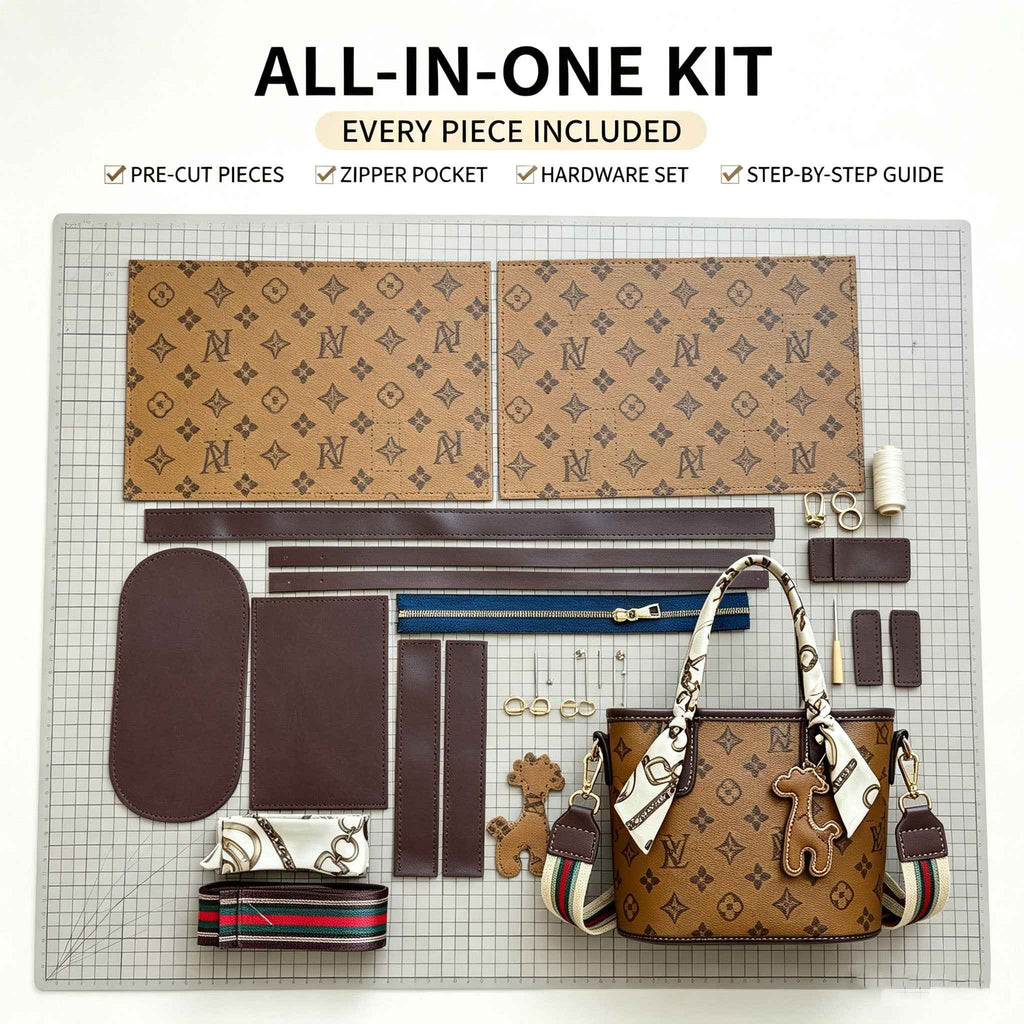 DIY Vintage Printed Mini Bucket Bag Kit | Handmade Crossbody Material Pack - MyStitchBag