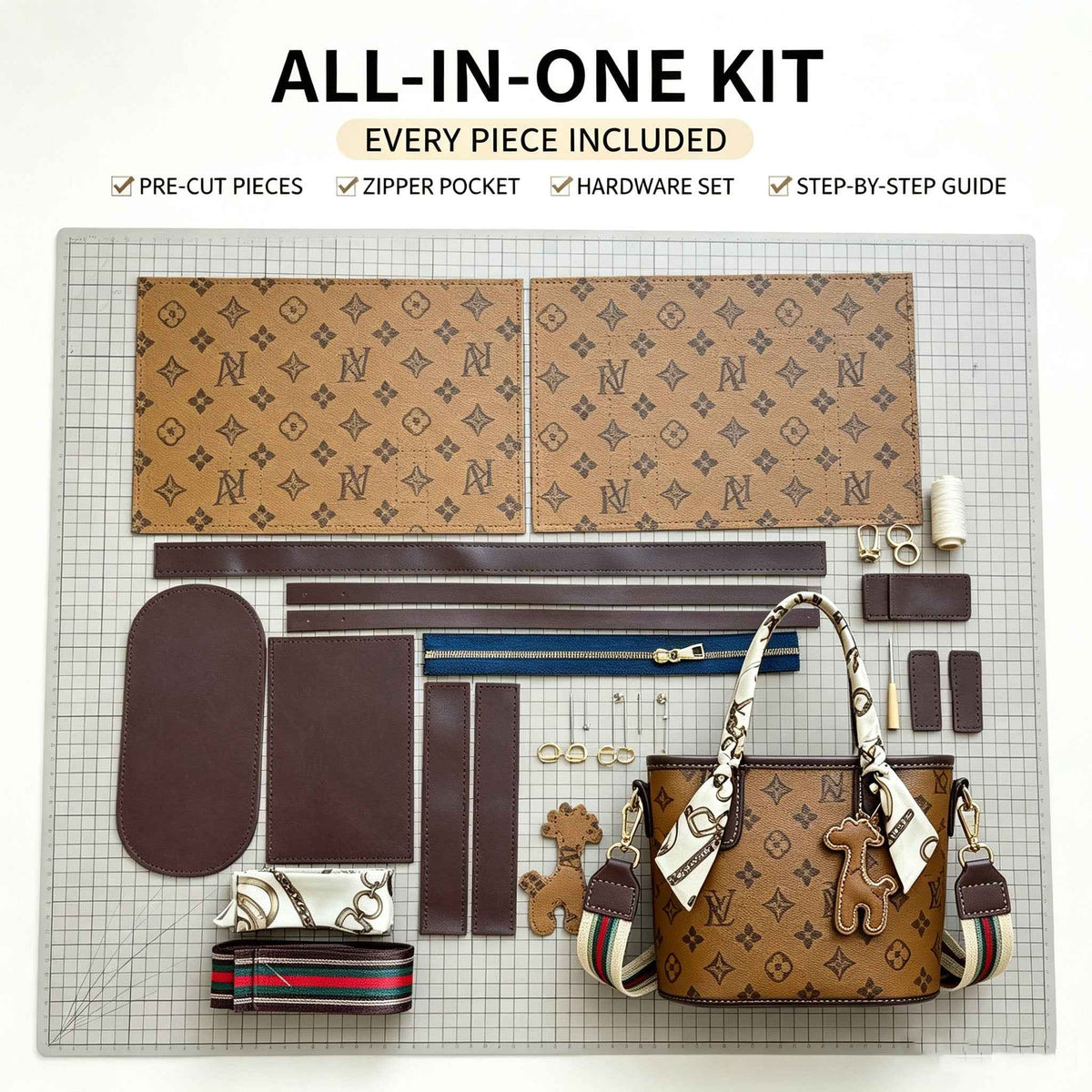 DIY Vintage Printed Mini Bucket Bag Kit | Handmade Crossbody Material Pack - MyStitchBag