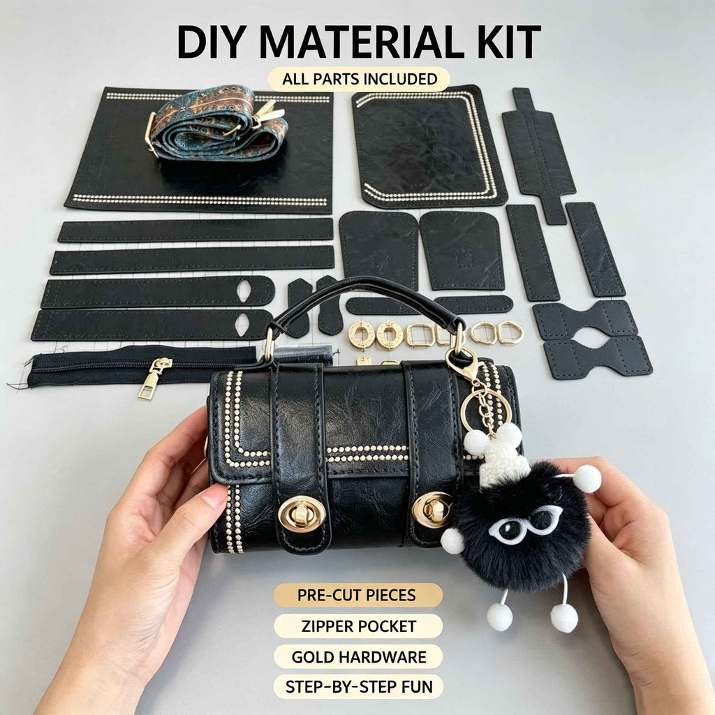 DIY Pink Argyle Cylinder Mini Bag Kit | Handmade Crossbody Material Pack - MyStitchBag