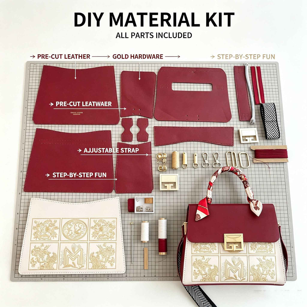 Embroidery Flap Handbag DIY Kit – Retro Handmade Crossbody Bag Making Kit - MyStitchBag
