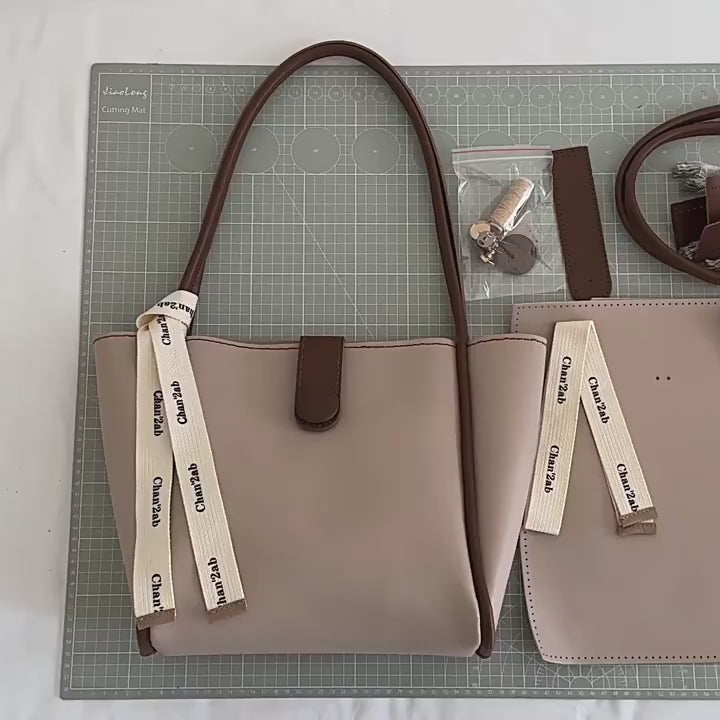 DIY Contrast Color Tote Bag Kit | Handmade Shoulder Bag Material Pack